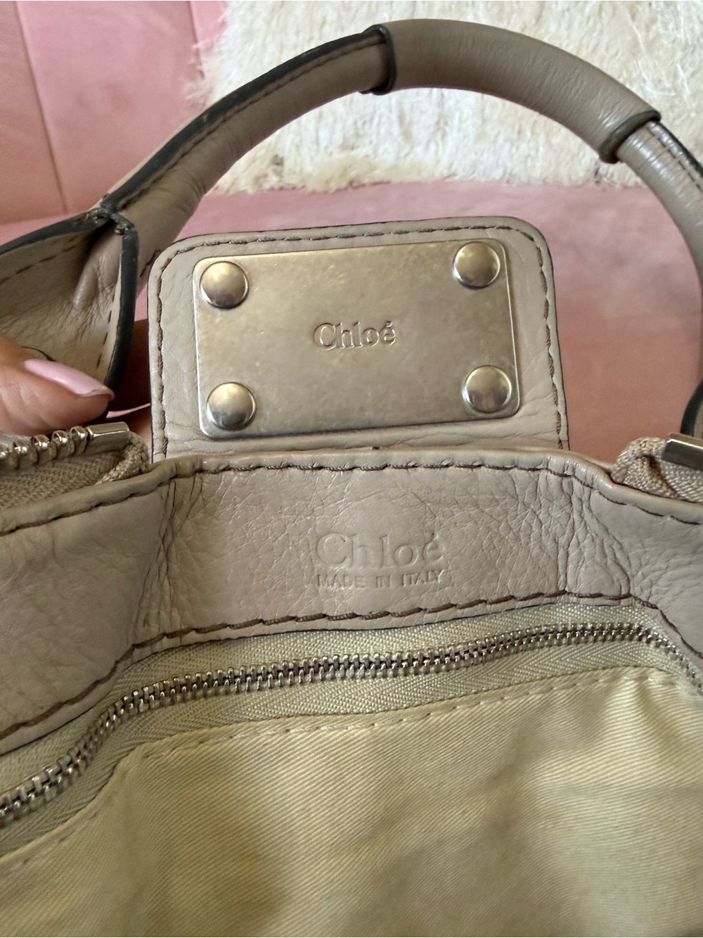 💯 Auth! Classic CHLOE  PADDINGTON Tan Leather  Handbag W Silver Tone Lock & Key - Picture 17 of 17